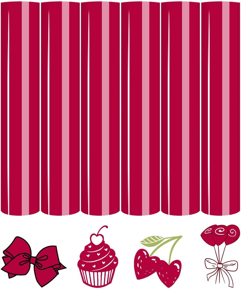 Tintnut Red Iron on Vinyl -6 Sheets 12" x 10" Love Potion Red Heat Transfer Vinyl for Fabrics HTV Vinyl Compatible with Cricut and Silhoutte Cameo - Image 1